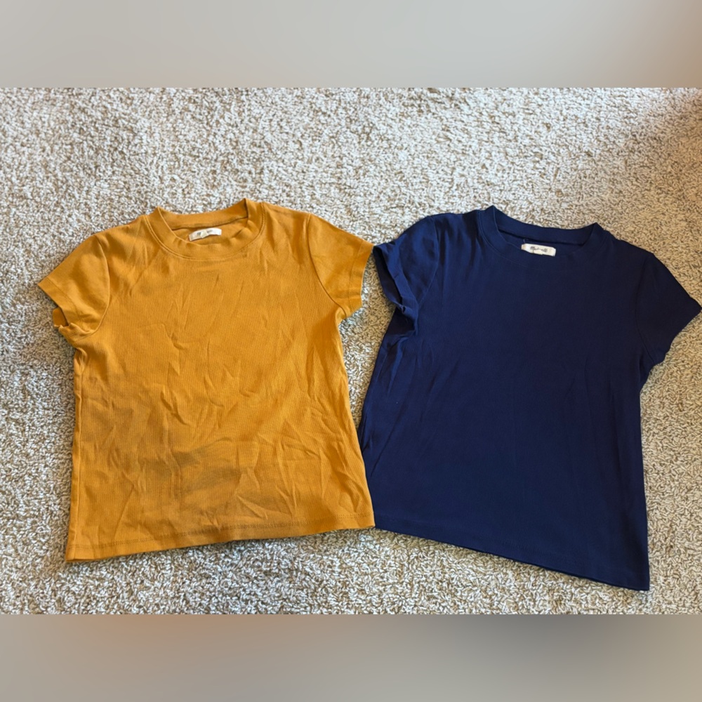 Madewell Short Sleeve Tees in Mustard and Navy